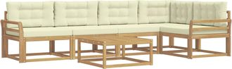 vidaXL Conjunto De Sof&aacute;s De Exterior 6 Uds. Blanco Y Crema Poli&eacute;ster Vidaxl