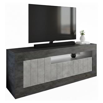 Dmora Mueble De Televisi&oacute;n Iole, Aparador De Sal&oacute;n, Mueble Bajo Para Tv, Base De Pared Equipada, Made In Italy, 138x42 H56 Cm, Pizarra Y Cemento - Dmora