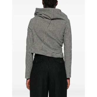 Junya Watanabe Houndstooth-pattern Draped-design Jacket