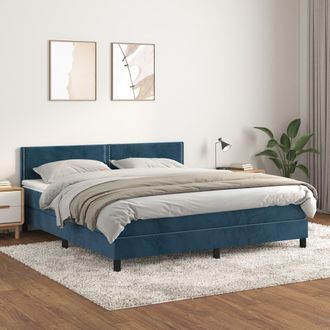 vidaXL Cama Box Spring Con Colch&oacute;n Terciopelo Azul Oscuro 160x200 Cm Vidaxl