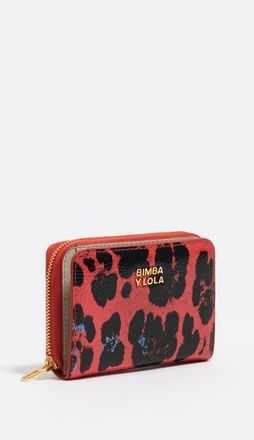 Bimba & Lola Textured Shiny Leopard Print Flap Wallet in Leopard Poppy Red at Nordstrom