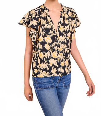 Ulla Johnson Lilo Flutter Sleeve Blouse In Tourmaline