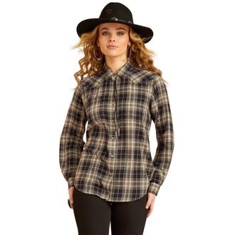 Ariat Womens Billie Jeans Western Shirt Long Sleeve in Cheyenne Plaid, Size X-Small, by Ariat