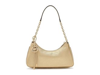 Michael Kors Nolita Medium Chain Pouchette Shoulder Womens Handbags Pale Gold, Leather/Polyester