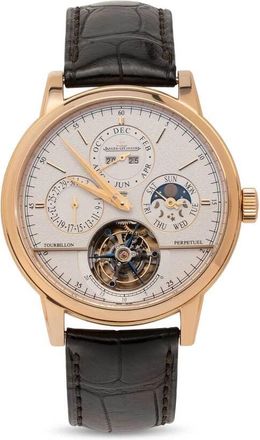 Jaeger-LeCoultre Pre-owned Jaeger LeCoultre Master Grande Tradition Perpetual Tourbillon GMT Automatic Moon Phase White Dial Mens Watch 186.2.20.S