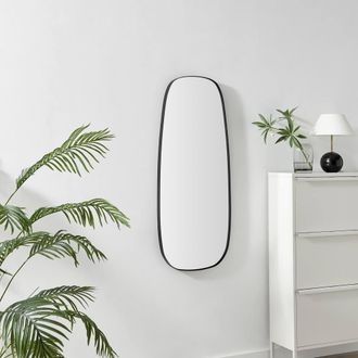 Furniturebox Elodie Black Metal Large 120x50 Pebble Shape Wall Mirror