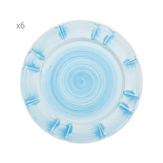 Arcucci Set of 6 Provence Spiral Flat Plate, Turquoise