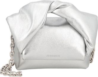 J.W.Anderson Silver Sculptural Twisted Handle Leather Shoulder Bag