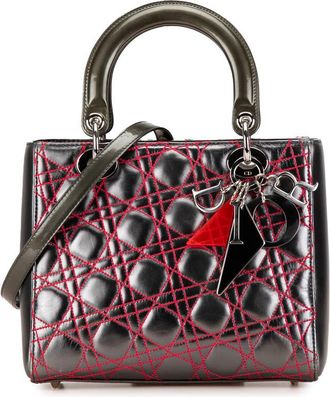 Dior Pre-owned Dior Anselm Reyle Medium Metallic Lambskin Cannage Lady Dior 15-BO-1101