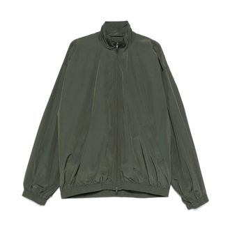Balenciaga Light Jackets, male, Green, Size: XS Khaki Zip-Front Jacket with Pockets