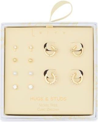 Leith Assorted 6-Pack Cubic Zirconia Earrings in Clear- White- Gold at Nordstrom Rack