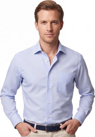 Eton shirt lichtblauw ruit wit classic fit met borstzak