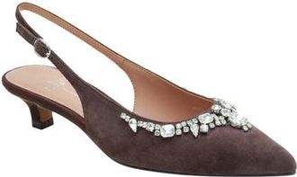 Linea Paolo Crystal Embellished Slingback Pump in Chocolate at Nordstrom, Size 5.5