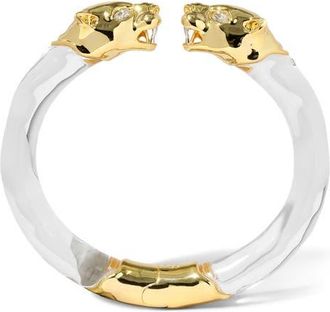 Alexis Bittar Panther Visage Lucite Hinge Cuff Bracelet in Gold/Lucite at Nordstrom