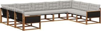vidaXL Conjunto De Sof&aacute;s De Exterior 9 Uds. Natural Y Gris Claro Vidaxl