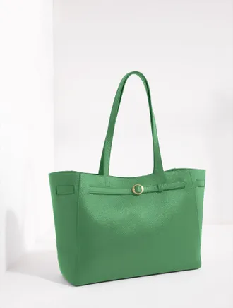 Talbots Mallory Pebble Leather Belted Tote - Hillside Green - 001 Talbots