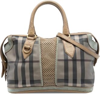 Burberry Pre-owned Handbags, female, Brown, Size: ONE SIZE Pre-owned Structured Plaid Tote Bag