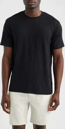 AG - Adriano Goldschmied Bryce Crewneck Stretch Linen T-Shirt in True Black at Nordstrom, Size Xx-Large