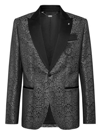 Billionaire Boys Club snakeskin-jacquard blazer - men - Polyester/Acetate - 50 - Grey
