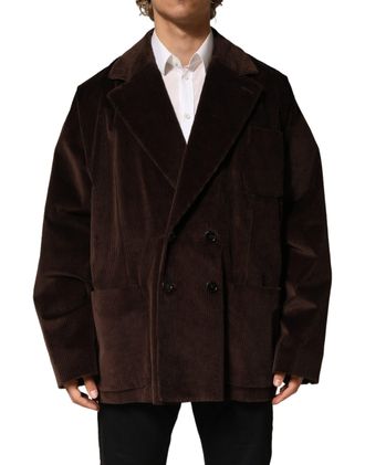 Dolce & Gabbana Brown Double Breasted Corduroy Blazer Mens Jacket