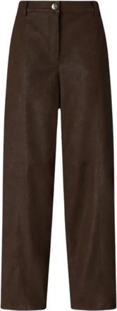 Pinko Lederbroek - Dames - Leren Broeken - Bruin - L - Leer - Broeken