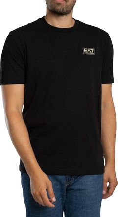 Emporio Armani Normale T-Shirt Met Boxlogo Op De Borst, Zwart