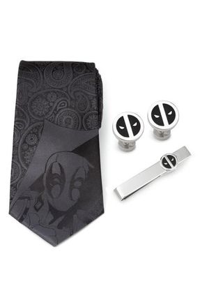 Cufflinks Inc. Deadpool Silk Tie, Cuff Links & Tie Bar Set in Black at Nordstrom