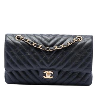 Chanel Pre-owned Classic Double Flap Shoulder Bag - Dames - Pre-owned - Zwart - Maat: ONE Size Leer