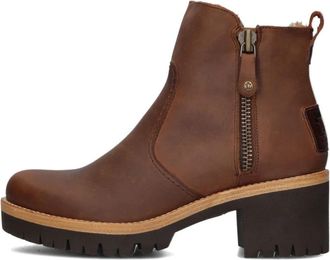 Panama Jack Stijlvolle Bruine Enkellaarzen met Faux Fur Voering - Dames - Laarzen met Hak - Bruin - 37 EU - Schoenen