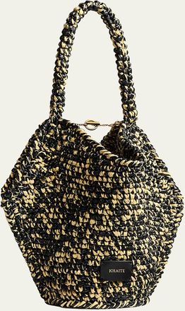 Khaite Lotus Mini Raffia Top-Handle Bag