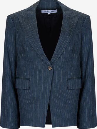 Veronica Beard Gestreifter Leinenmix-Blazer Obie Dickey