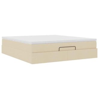 vidaXL Estructura De Cama Otomana Con Colch&oacute;n Tela Crema 160x200cm Vidaxl