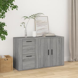 vidaXL Aparador De Madera Contrachapada Gris Sonoma 100x33x59,5 Cm Vidaxl