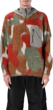 And Wander Multicolored Shaggy Knit Hoodie With Relaxed Fit