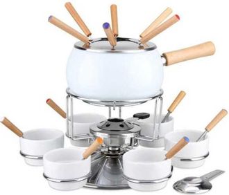 EVA Fonduta Esmaltada Blanca Brillante Set De 23 Piezas Eva