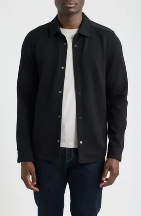 Bugatchi Soft Touch Knit Shirt Jacket in Black at Nordstrom, Size Xx-Large