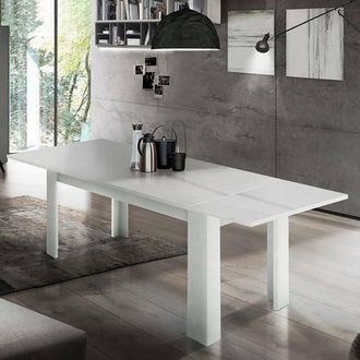Dmora Dmora - Mesa Extensible Dkouam&eacute;, Consola Extensible Hasta 12 Plazas Consola Extensible 100% Made In Italy Cm 160/210x90h75 Alerce Blanco Brillo