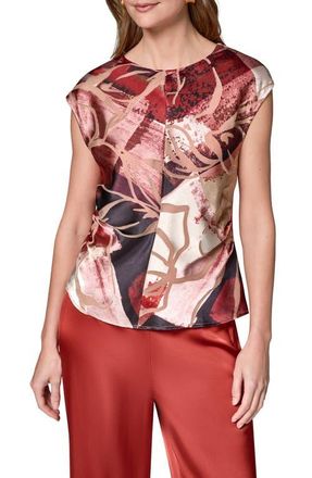 DKNY Mix Print Cap Sleeve Shirt in Burnout Multi at Nordstrom, Size X-Large