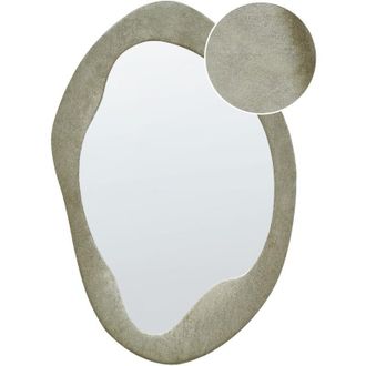 Beliani Beliani - Espejo De Pared Decorativo Terciopelo Estilo Moderno Color Verde Forma Irregular 59 X 90 Cm Lenax