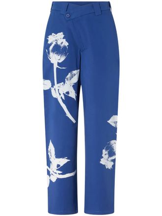 Pinko floral-print cotton pants - Blue