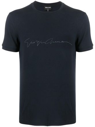 Giorgio Armani Signature Logo Crewneck Cotton T-Shirt