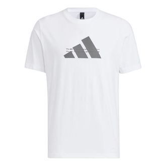 adidas Alphabet Large Logo Printing Round Neck Short Sleeve White HE9939