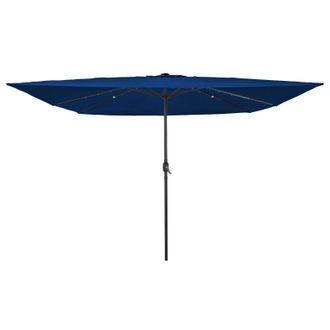 Berkfield Home Square Garden Parasol with LED Lights 295x245 cm in Azure Blue