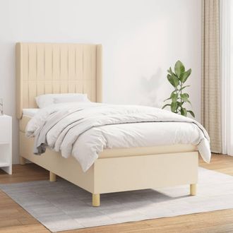 vidaXL Vidaxl - Cama Box Spring Con Colch&oacute;n Tela Color Crema 90x200 Cm