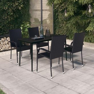 vidaXL Juego De Comedor Para Jard&iacute;n 5 Piezas Negro Vidaxl