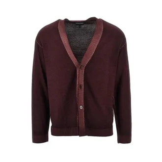 Emporio Armani Cardigan in maglia di lana vergine - - Knitwear - Donna - Rosso - M