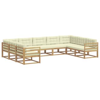 vidaXL Conjunto De Sof&aacute;s De Exterior 9 Uds. Blanco Y Crema Vidaxl