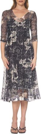 Komarov Lace Overlay Cocktail Dress in Ebony Spray at Nordstrom, Size X-Large