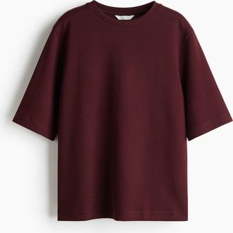 H&M Kastiges T-Shirt aus Interlock-Jersey - Red