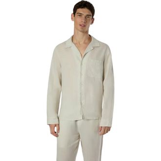 Onia Linen Home Long Sleeve Camp Shirt in Stone at Nordstrom, Size X-Large